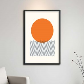 Quadro Decorativo Bauhaus Círculo Laranja E Ondas Quadro Decorativo Bauhaus Círculo Laranja E Ondas