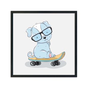 Quadro Decorativo Cachorro Azul No Skate Quadro Decorativo Cachorro Azul No Skate