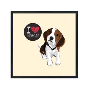Quadro Decorativo Cachorro Frase: "I Love Beagle" Bege Quadro Decorativo Cachorro Frase: "I Love Beagle" Bege