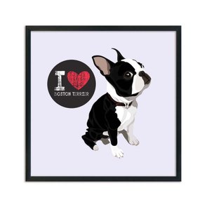Quadro Decorativo Cachorro Frase: "I Love Boston Terrier" Cinza Quadro Decorativo Cachorro Frase: "I Love Boston Terrier" Cinza