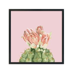 Quadro Decorativo Cactos Espinho Amarelo e Flor Rosa Q3188_1 Quadro Decorativo Cactos Espinho Amarelo e Flor Rosa Q3188_1