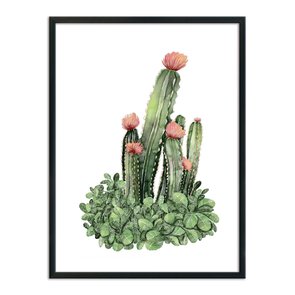 Quadro Decorativo Cactus com Flores Quadro Decorativo Cactus com Flores