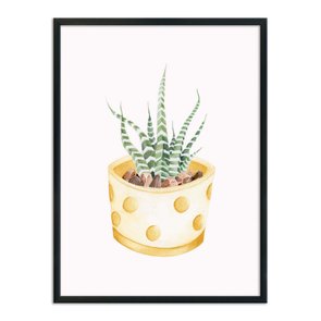 Quadro Decorativo Cactus em Vaso Amarelo com Detalhes Quadro Decorativo Cactus em Vaso Amarelo com Detalhes