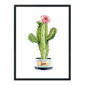 Quadro Decorativo Cactus em Vaso Love Quadro Decorativo Cactus em Vaso Love