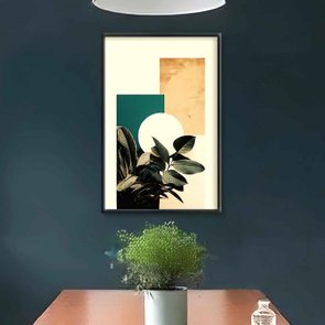 Quadro Decorativo Colagem Abstrata Formas Geométricas E Folhas Quadro Decorativo Colagem Abstrata Formas Geométricas E Folhas