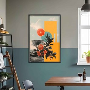 Quadro Decorativo Colagem Abstrata Paisagem Com Folhas Quadro Decorativo Colagem Abstrata Paisagem Com Folhas