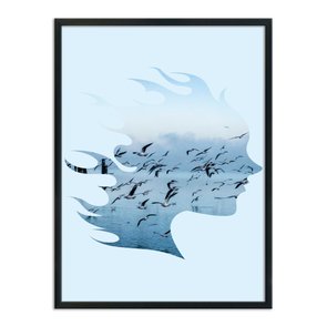 Quadro Decorativo  Coleção Mar Perfil De Mulher Quadro Decorativo  Coleção Mar Perfil De Mulher