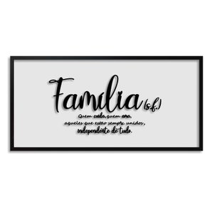 Quadro Decorativo com Frase em Alto Relevo - Significado da Palavra Família Quadro Decorativo com Frase em Alto Relevo - Significado da Palavra Família