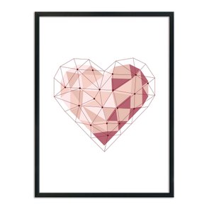 Quadro Decorativo Coração Geométrico Tons de Rosa Quadro Decorativo Coração Geométrico Tons de Rosa