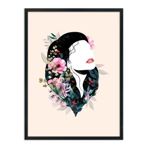 Quadro Decorativo Face Mulher com Flores Quadro Decorativo Face Mulher com Flores