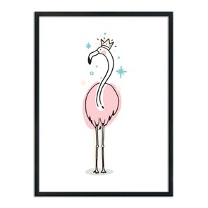 Quadro Decorativo Flamingo com Coroa Quadro Decorativo Flamingo com Coroa