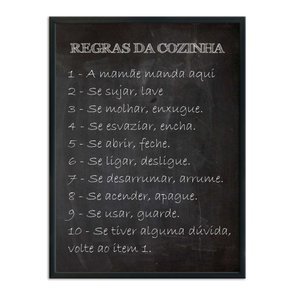 Quadro Decorativo Frase Regras da Cozinha Quadro Decorativo Frase Regras da Cozinha