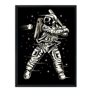 Quadro Decorativo Geek e Nerd Astronauta Jogador de Beisebal - Baseball Quadro Decorativo Geek e Nerd Astronauta Jogador de Beisebal - Baseball