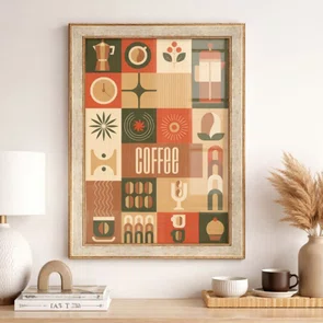 Quadro Decorativo Geométrico Coffee Culture Estilo Modern Heritage