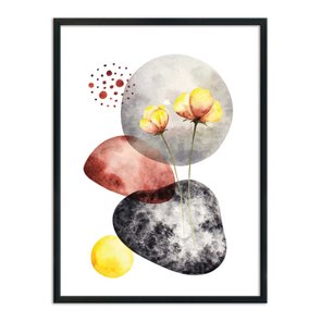 Quadro Decorativo Geométrico Flor Amarela