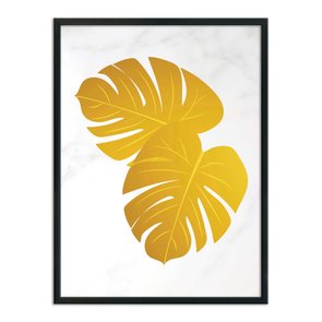 Quadro Decorativo Geométrico Folha De Adão Dourada Quadro Decorativo Geométrico Folha De Adão Dourada