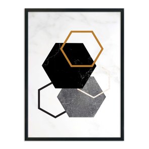 Quadro Decorativo Geométrico Hexágono Tons Escuro Quadro Decorativo Geométrico Hexágono Tons Escuro