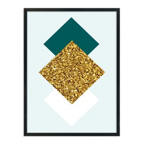 Quadro Decorativo Geométrico Losango Dourado Quadro Decorativo Geométrico Losango Dourado