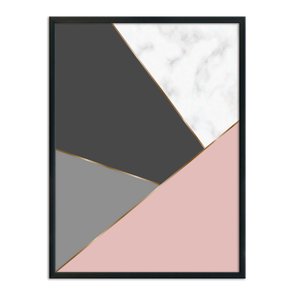 Quadro Decorativo Geométrico Tons De Cinza Com Rosa Quadro Decorativo Geométrico Tons De Cinza Com Rosa