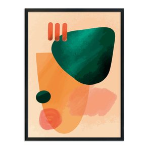 Quadro Decorativo Geométrico Verde Com Laranja