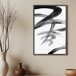 Quadro Decorativo Inku Pintura de Tinta Abstrata no Estilo Sumiê