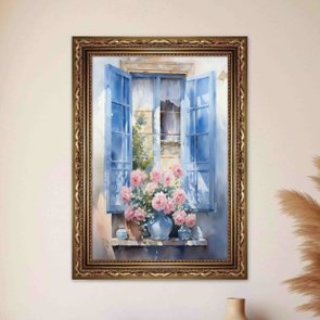 Quadro Decorativo Janela Florida Aquarela Quadro Decorativo Janela Florida Aquarela