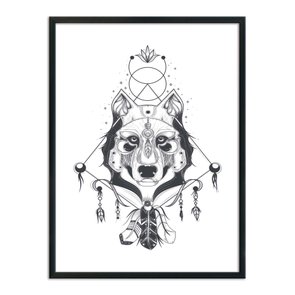 Quadro Decorativo Lobo Boho Style Quadro Decorativo Lobo Boho Style