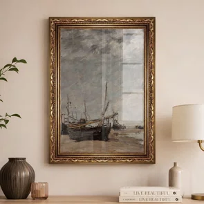 Quadro Decorativo "Maré Baixa, Veleiros Encalhados" de Eugène Boudin