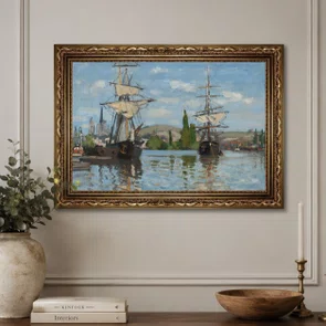 Quadro Decorativo Pintura "Barcos no Sena em Ruão" de Claude Monet