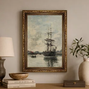 Quadro Decorativo Pintura "Navio no Touques" de Eugène Boudin