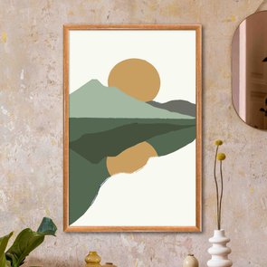 Quadro Decorativo Por Do Sol Nas Montanhas Reflexo Do Lago Estilo Japandi Quadro Decorativo Por Do Sol Nas Montanhas Reflexo Do Lago Estilo Japandi