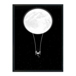Quadro Decorativo Preto e Branco Balanço na Lua Quadro Decorativo Preto e Branco Balanço na Lua