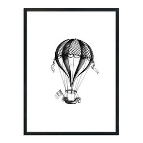 Quadro Decorativo Preto e Branco Balão a Gás Vintage Quadro Decorativo Preto e Branco Balão a Gás Vintage