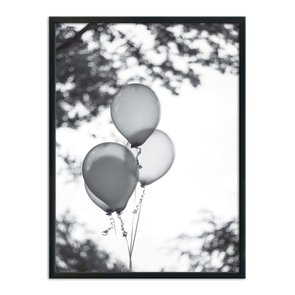 Quadro Decorativo Preto e Branco Balões em Parque Quadro Decorativo Preto e Branco Balões em Parque