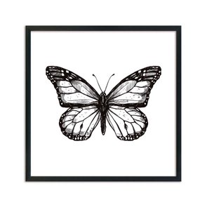 Quadro Decorativo Preto e Branco Borboleta Quadro Decorativo Preto e Branco Borboleta
