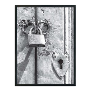 Quadro Decorativo Preto e Branco Cadeado Quadro Decorativo Preto e Branco Cadeado