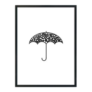 Quadro Decorativo Preto e Branco Guarda-Chuvas com Gotas Quadro Decorativo Preto e Branco Guarda-Chuvas com Gotas