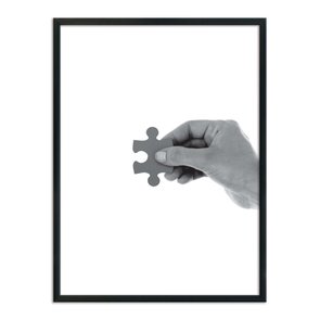Quadro Decorativo Preto e Branco Mão com Peça de Quebra Cabeça Encaixe 2 Quadro Decorativo Preto e Branco Mão com Peça de Quebra Cabeça Encaixe 2