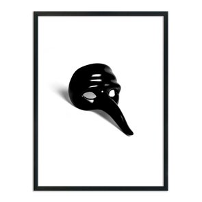 Quadro Decorativo Preto e Branco Máscara de Carnaval Vintage Quadro Decorativo Preto e Branco Máscara de Carnaval Vintage