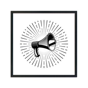 Quadro Decorativo Preto e Branco Megafone Quadro Decorativo Preto e Branco Megafone