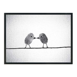 Quadro Decorativo Preto e Branco Pássaros de Impressão Digital Quadro Decorativo Preto e Branco Pássaros de Impressão Digital