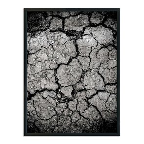 Quadro Decorativo Preto e Branco Solo Árido Rachado Quadro Decorativo Preto e Branco Solo Árido Rachado