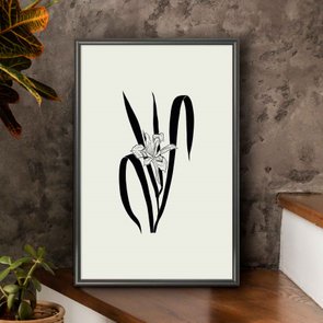 Quadro Decorativo Ramo Com Flor Orquídea Estilo Japandi Quadro Decorativo Ramo Com Flor Orquídea Estilo Japandi