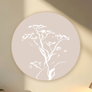 Quadro Decorativo Redondo Árvore Cerejeira Com Moldura Em Couro Sintético Estilo Japandi Quadro Decorativo Redondo Árvore Cerejeira Com Moldura Em Couro Sintético Estilo Japandi