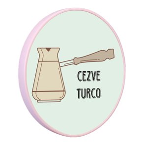 Quadro Decorativo Redondo Café Cezve Turco com Moldura Filete Flexível Quadro Decorativo Redondo Café Cezve Turco com Moldura Filete Flexível