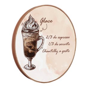 Quadro Decorativo Redondo Café Glace com Moldura em Couro Sintético Quadro Decorativo Redondo Café Glace com Moldura em Couro Sintético