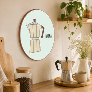 Quadro Decorativo Redondo Cafeteira Italiana