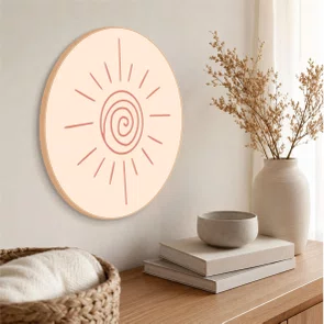 Quadro Decorativo Redondo Ilustração de Sol Boho