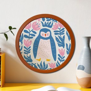 Quadro Decorativo Redondo Animais Pinguim Com MDF Laqueado Quadro Decorativo Redondo Animais Pinguim Com MDF Laqueado