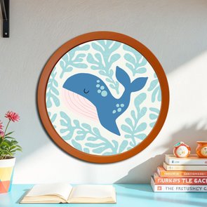 Quadro Decorativo Redondo Animais Baleia Com MDF Laqueado Quadro Decorativo Redondo Animais Baleia Com MDF Laqueado